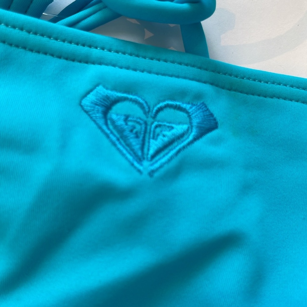 Roxy Turquoise Ruffle Bikini Set Kids Size Medium - Picture 4 of 4